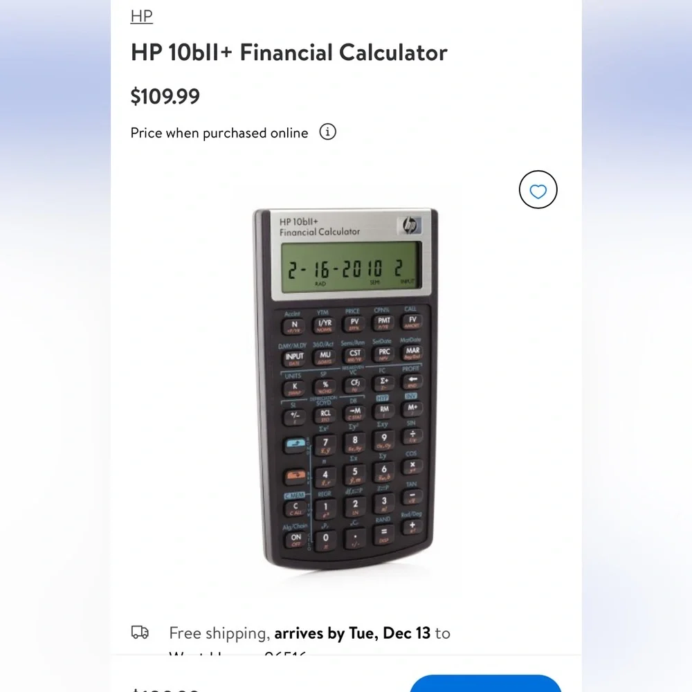 HP 10bll+ Financial Calculator